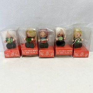 Lot‎ of 5-1979 Enesco imports wood Christmas figurines NIB